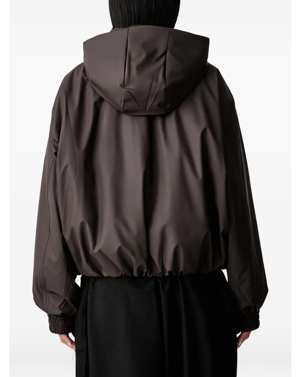 Rains Black Hooded Zip-Up Jacket