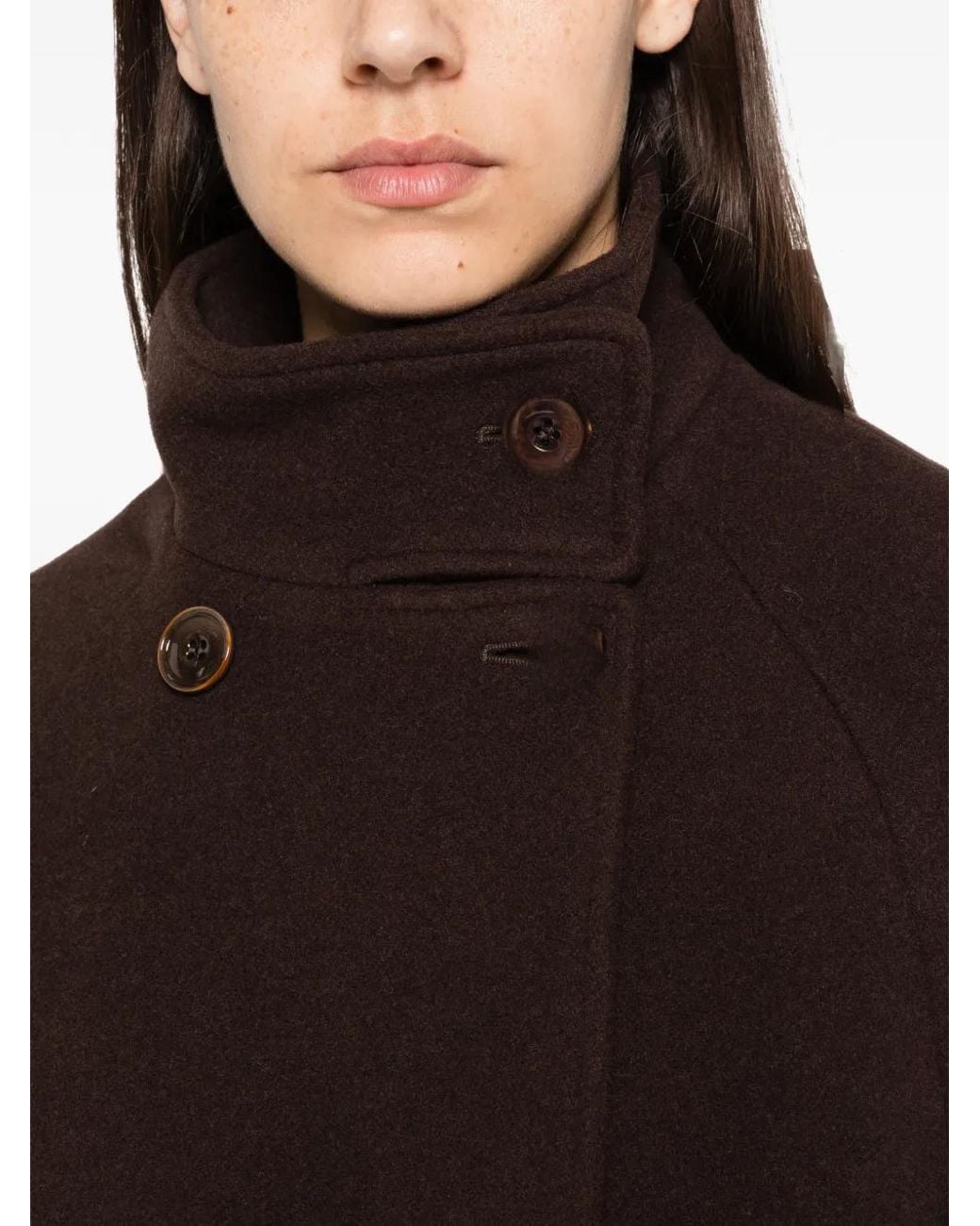 Sessun Black Bleeckett Double-Breasted High-Neck Coat