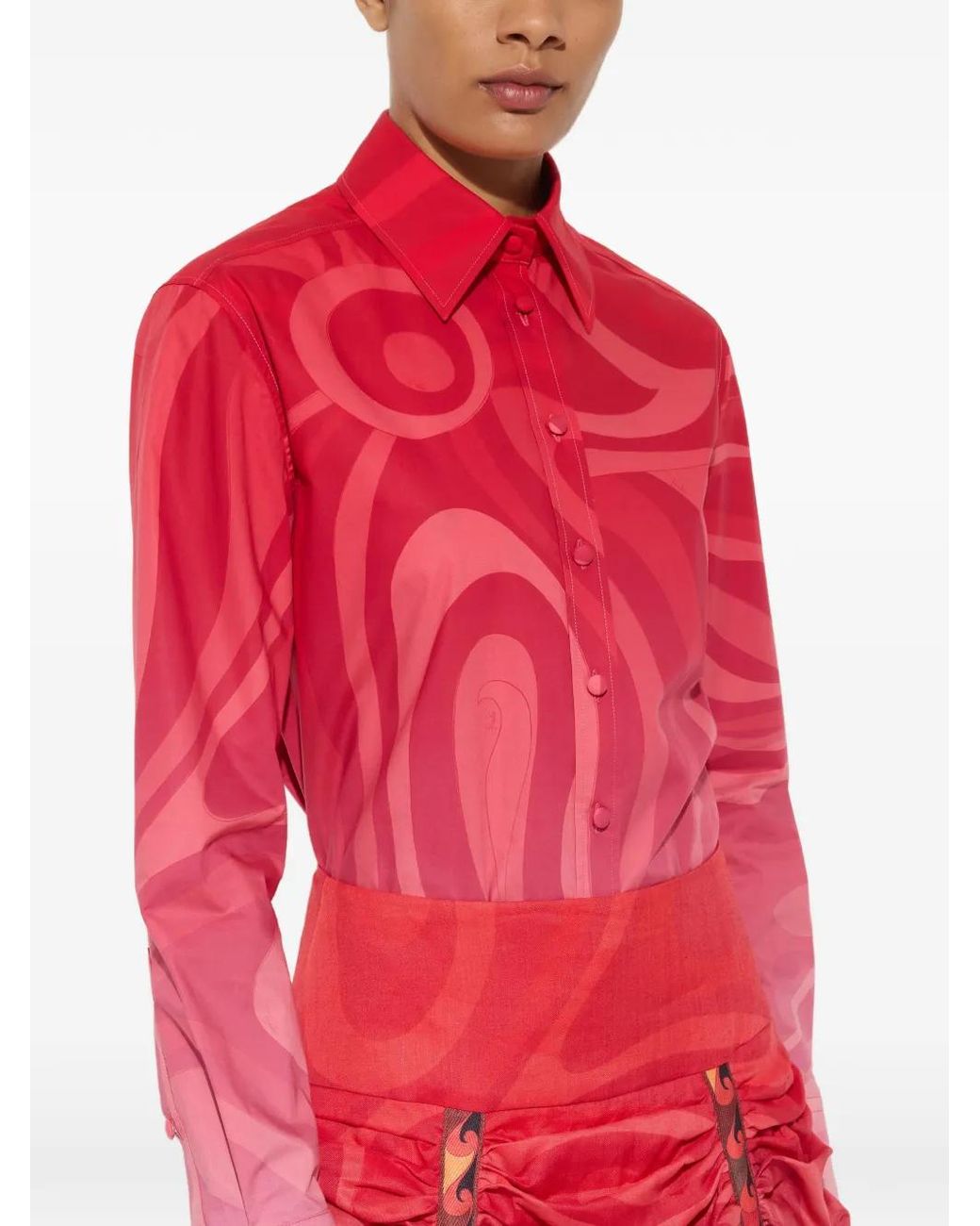 Emilio Pucci Pink Marmo Degradé-Print Popeline Shirt