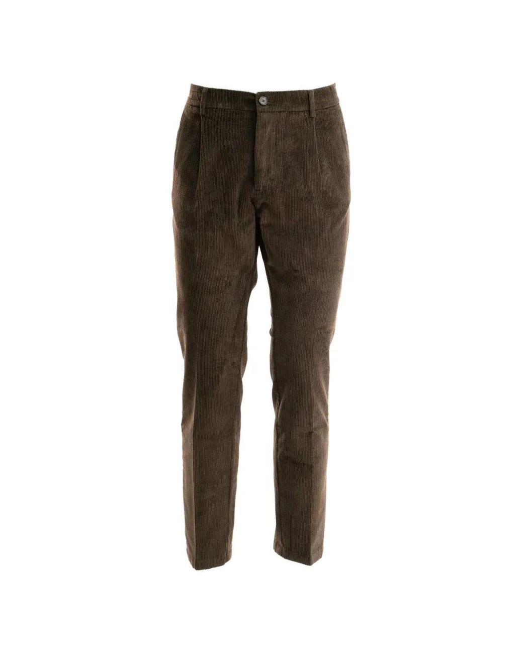 Cruna Gray Belt-Loops Corduroy Trousers for men