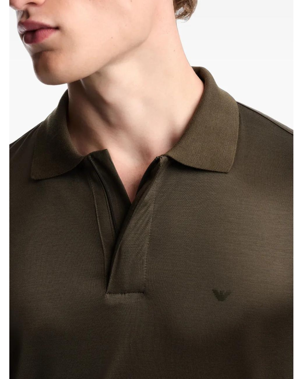 Emporio Armani Green Lyocell Cotton Polo Shirt for men