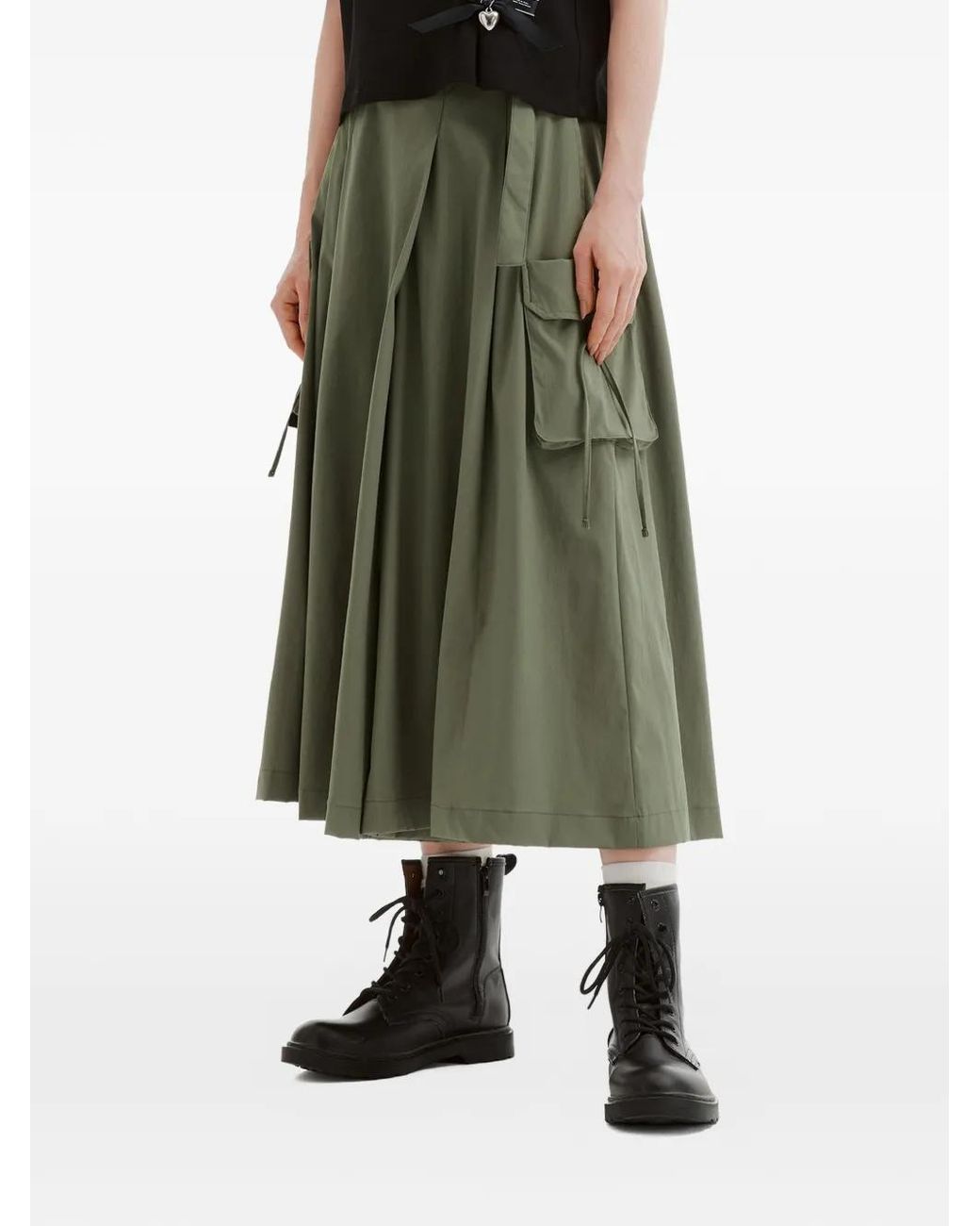 Musium Div. Green Pantalon Ample Ceinturé À Design Superposé
