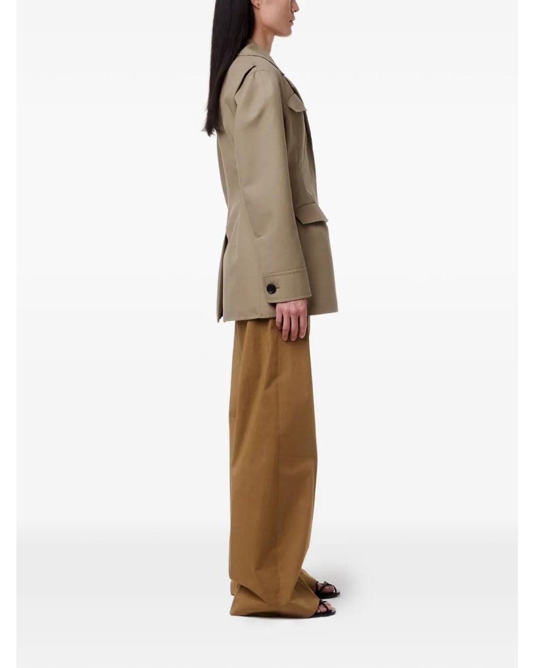 Another Tomorrow Natural Button-Front Jacket