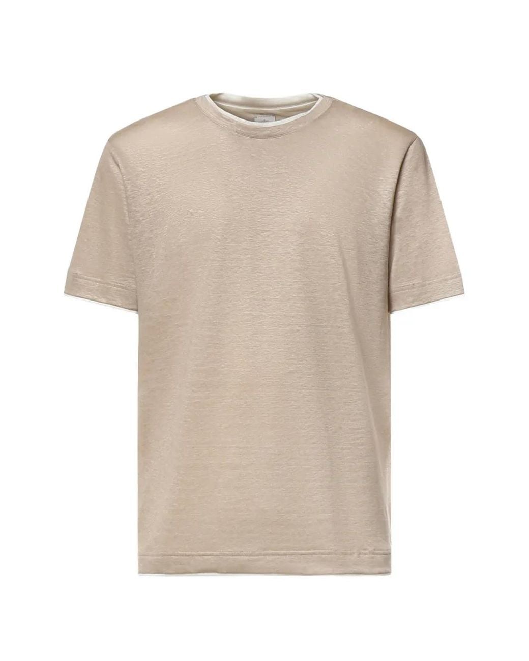 Eleventy Natural Layered-Detail Linen T-Shirt for men