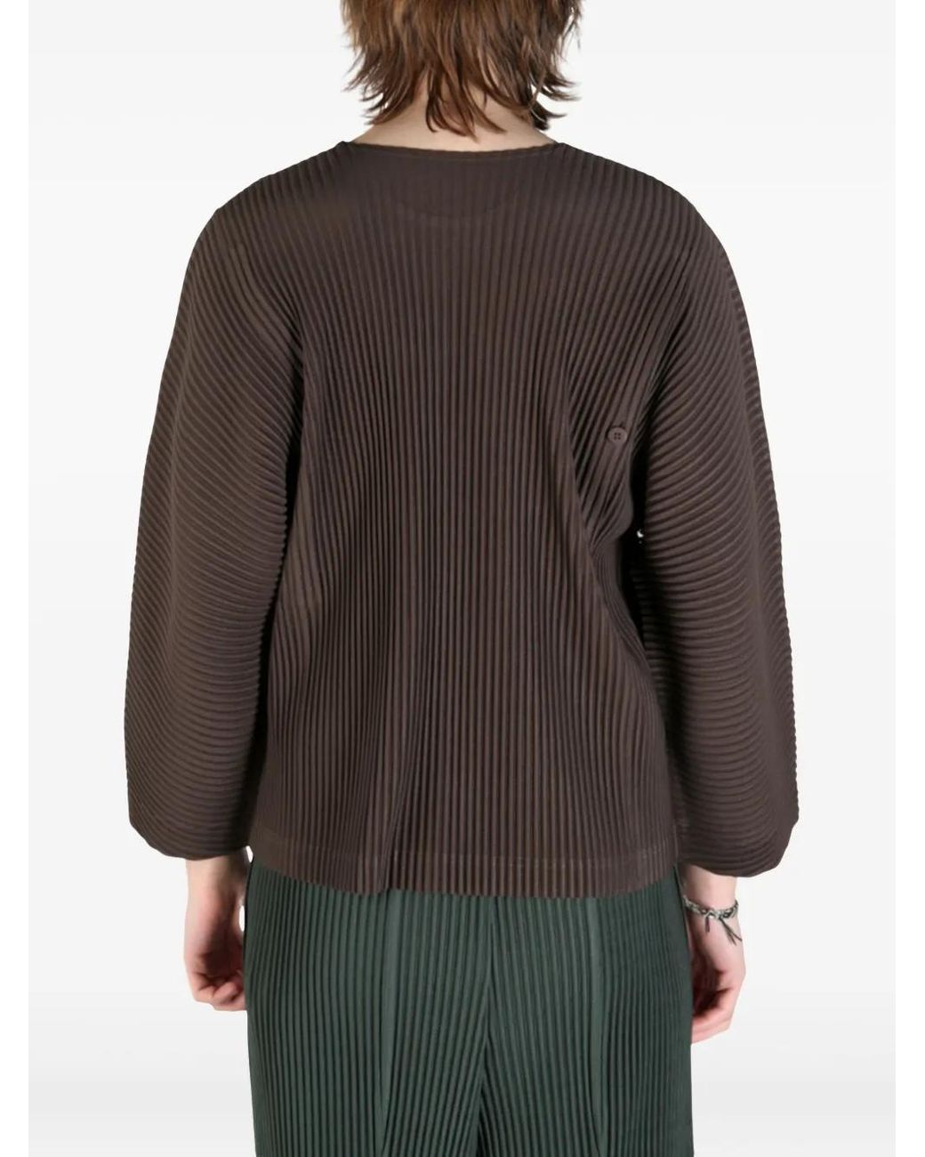 Homme Plissé Issey Miyake Brown Pleated Jumper for men