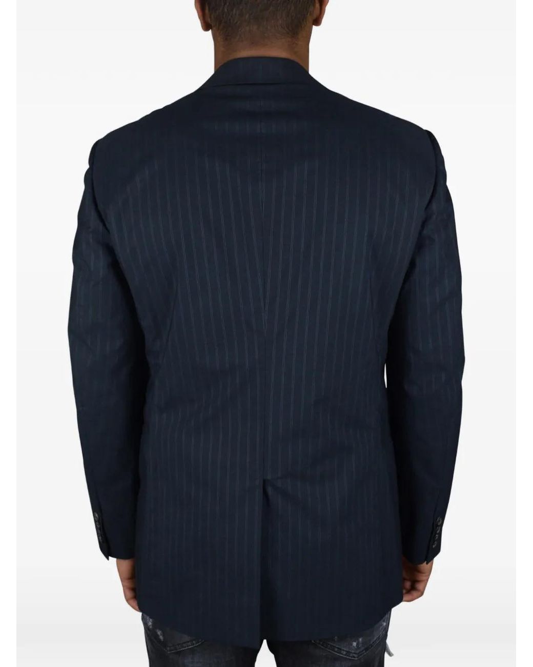 Prada Blue Striped Pocket Cotton Jacket for men