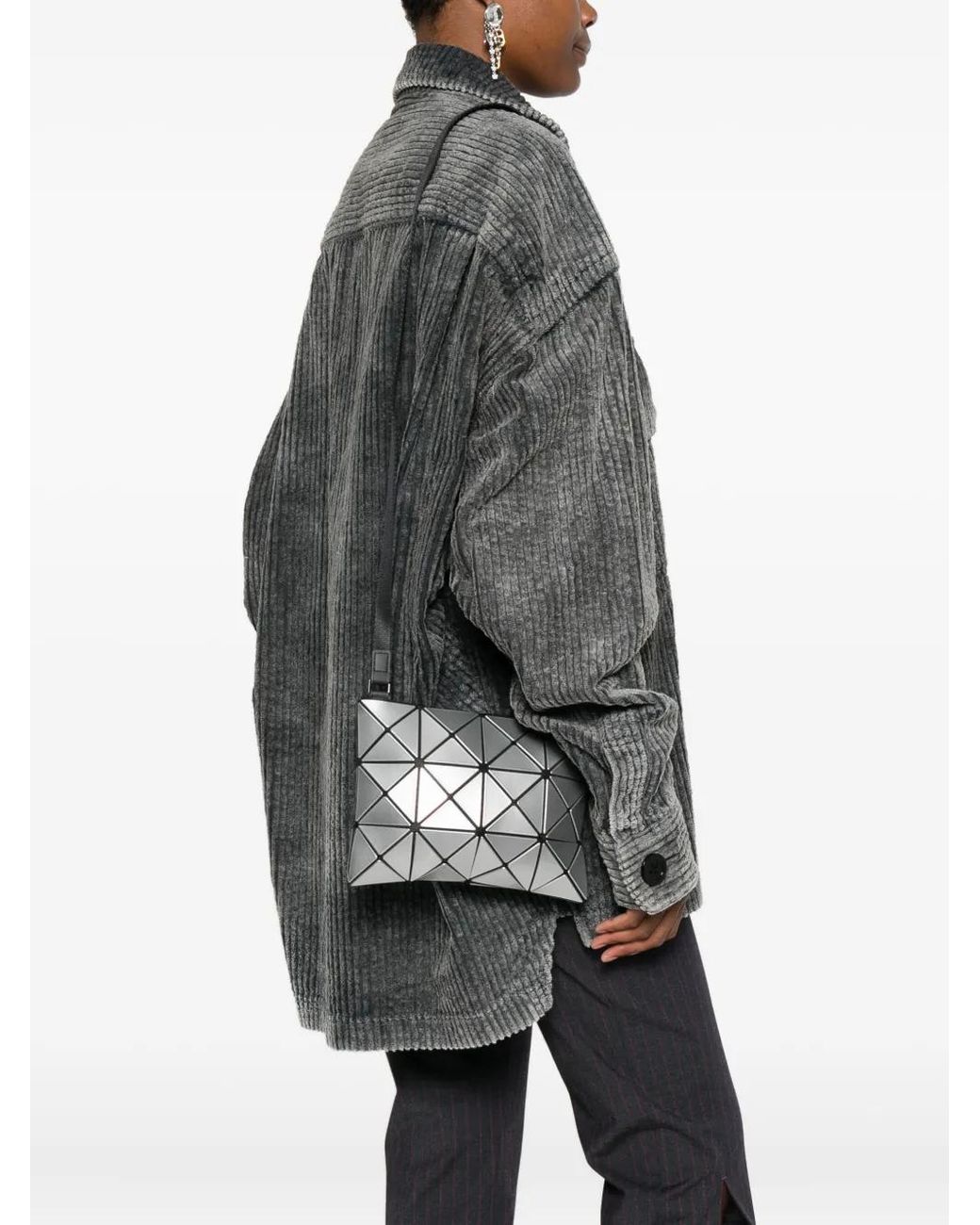 Issey Miyake Gray Lucent Geometric-Pattern Shoulder Bag