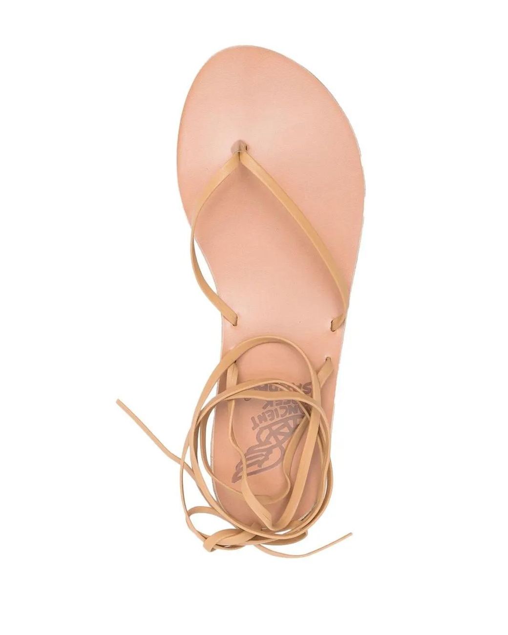 Ancient Greek Sandals Natural Leather Ankle-Tie Sandals