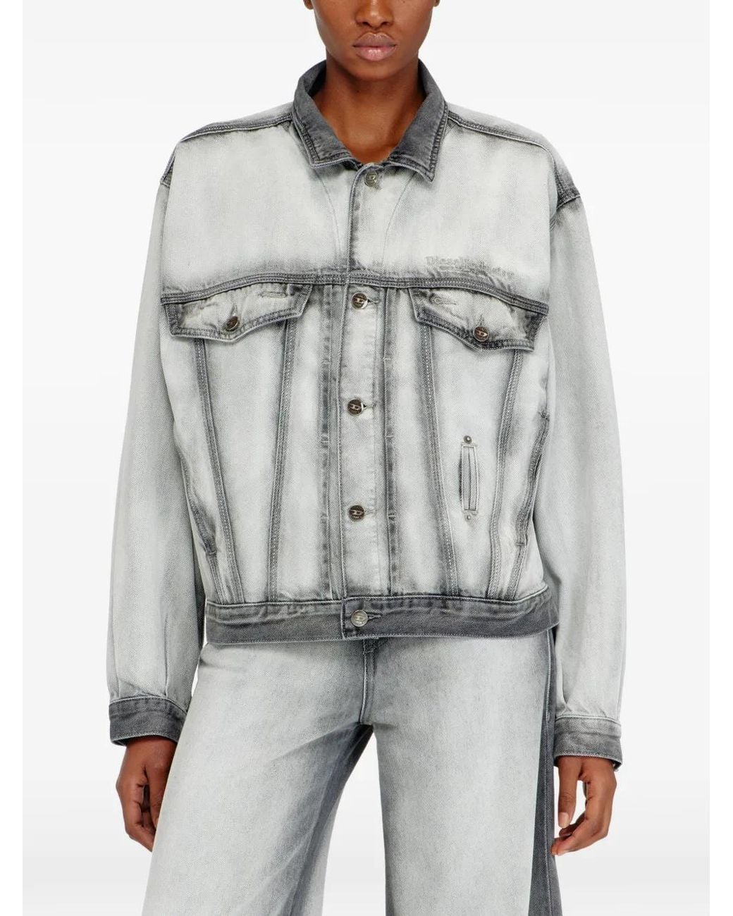 DIESEL Gray Trucker-Jacke Aus Weichem Skeleton-Denim