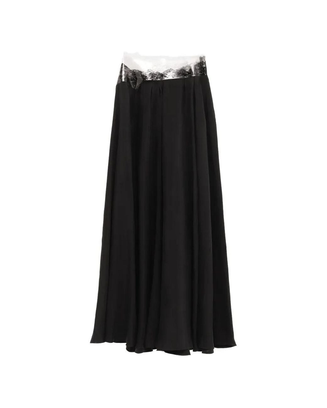 Maison Margiela Black Lace-Trim Pleated Maxi Skirt