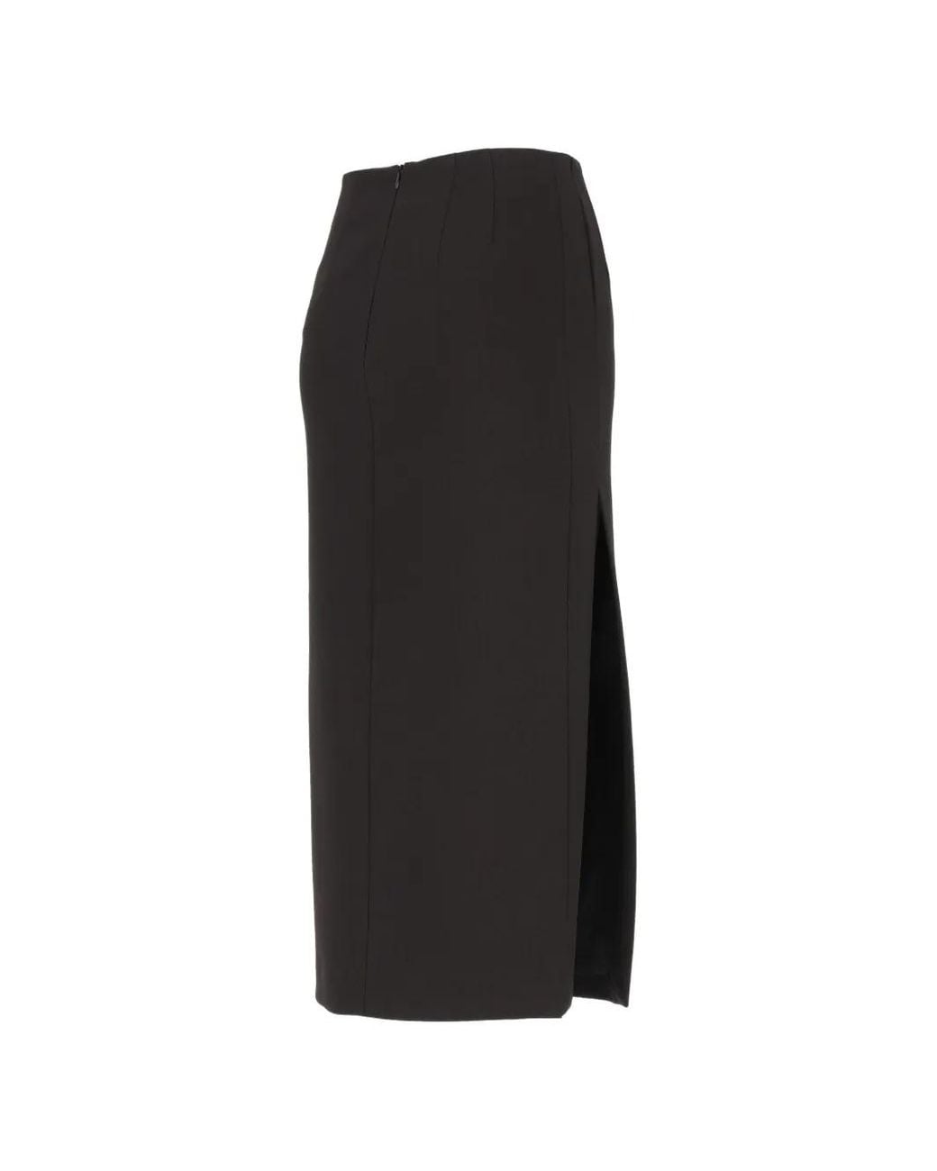 Al Duca D'aosta Black Side-Slit Pencil Midi Skirt