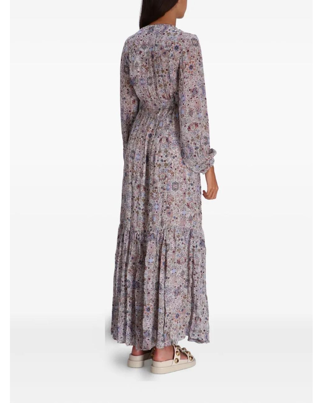 Isabel Marant Purple Floral-Pattern Maxi Dress