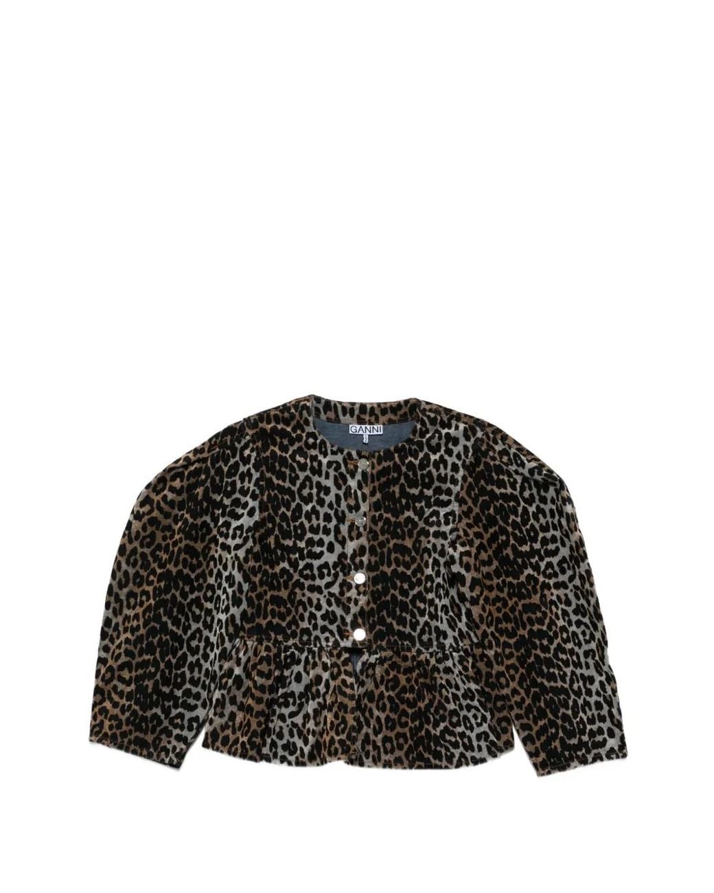 Ganni Black Animal-Print Fitted Jacket