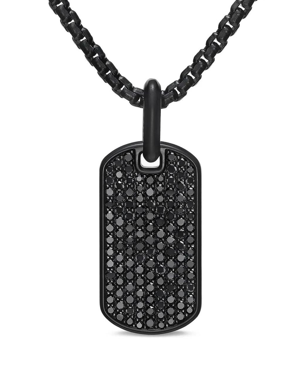 David Yurman Black Sterling Chevron Diamond Tag (27Mm) for men