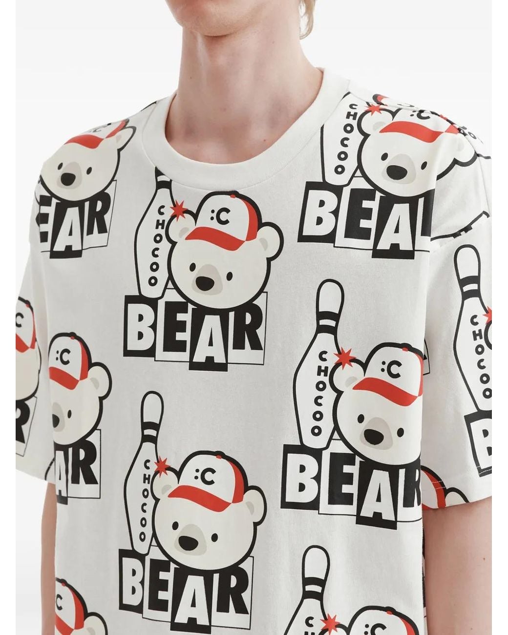 Chocoolate White T-Shirt Imprimé Bowling for men