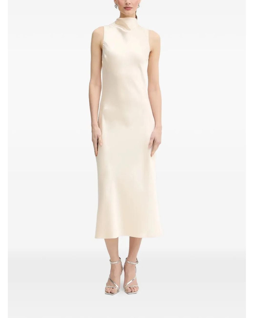 Patrizia Pepe White High-Neck Sleeveless Dress