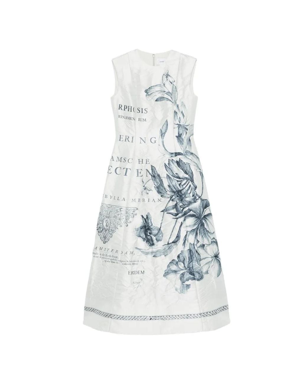 Erdem White Floral-Print Crinkled-Satin Midi Dress