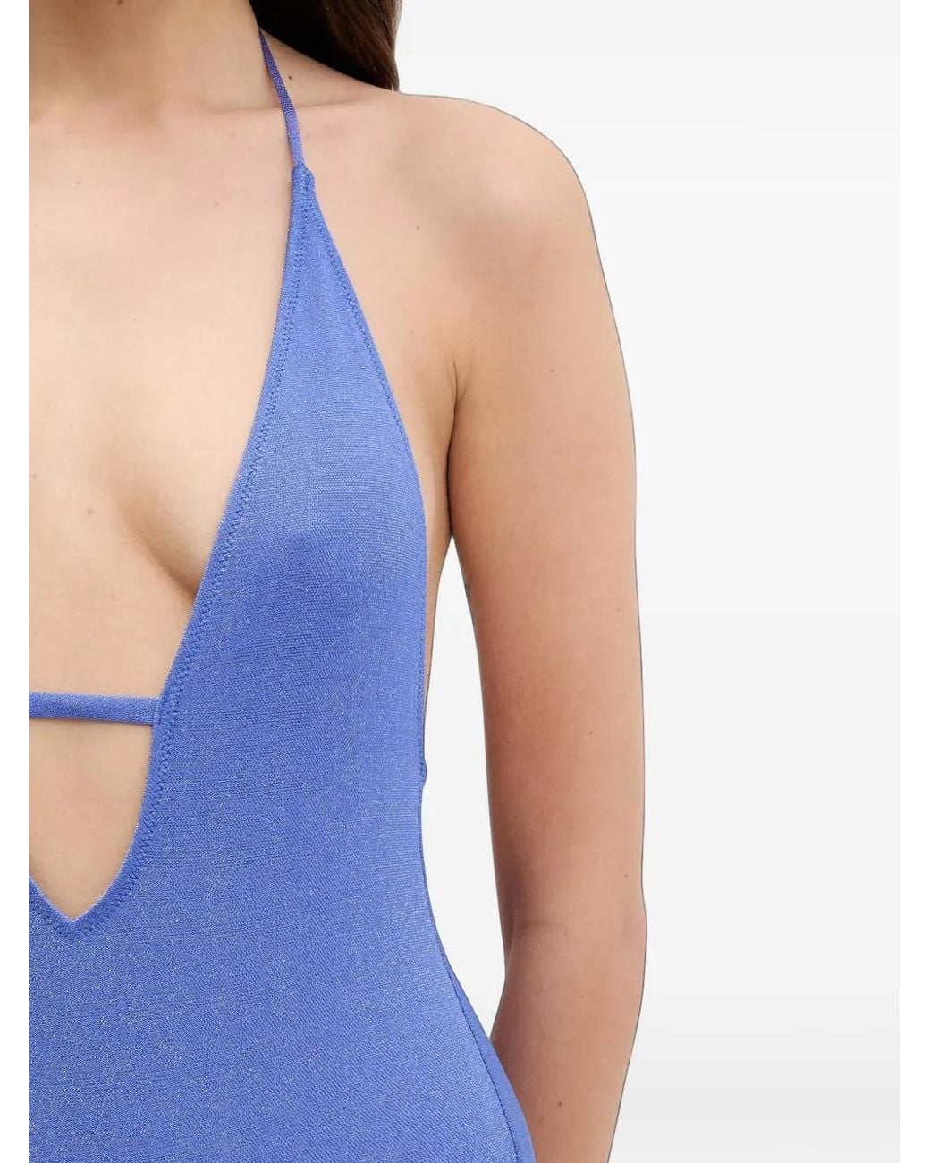 Benetton Blue Glitter-Effect Halterneck Swimsuit