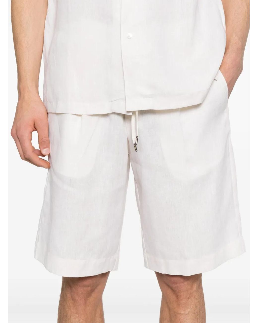 Herno White Linen Shorts for men