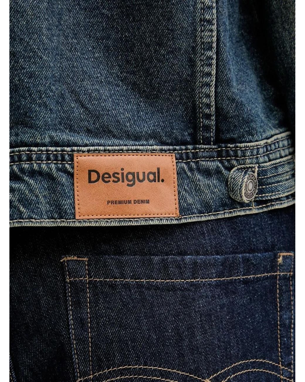 Desigual Blue Embroidered Denim Jacket