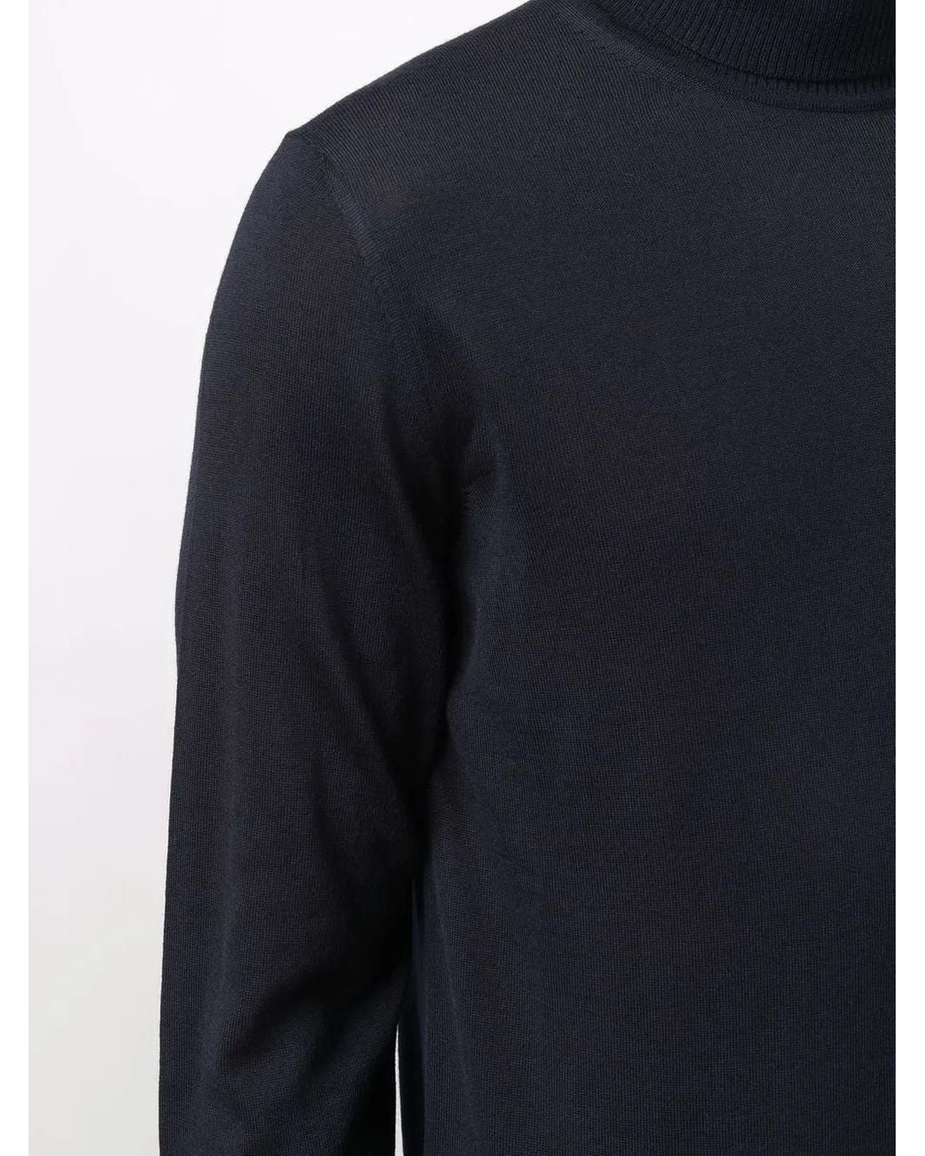 Emporio Armani Blue Wool High Neck Sweater for men