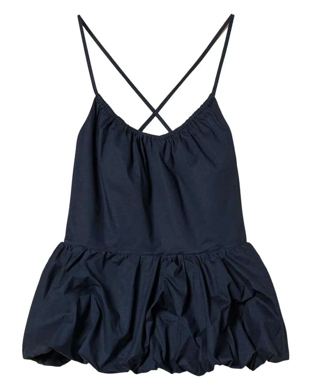 Twinset Blue Poplin Flounce Top