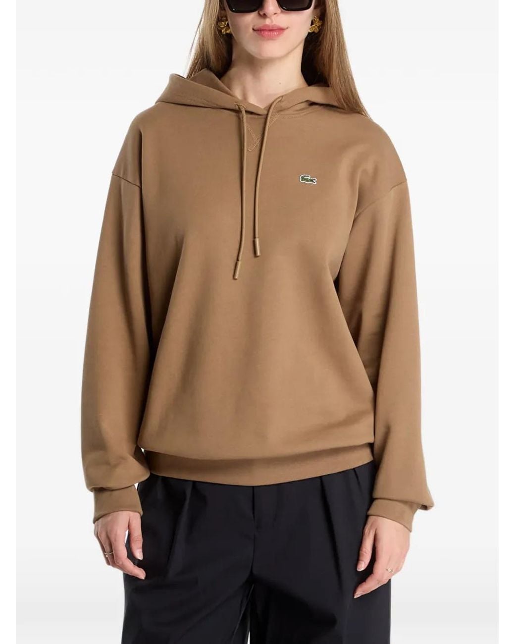 Lacoste Brown Oversized Fleece Hoodie