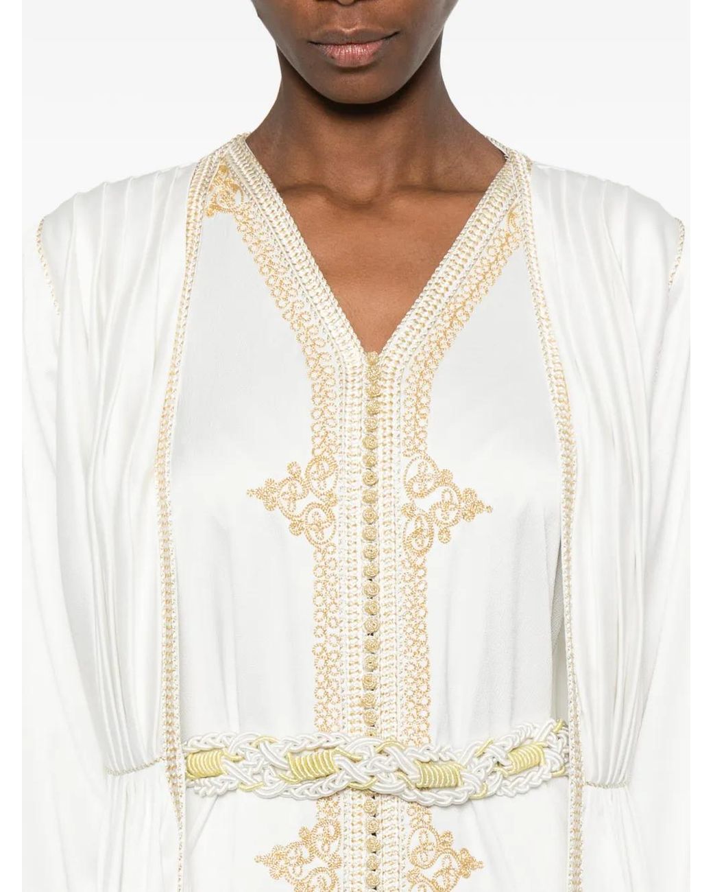 Reem Al Dhaheri White Embroidered Kaftan Set
