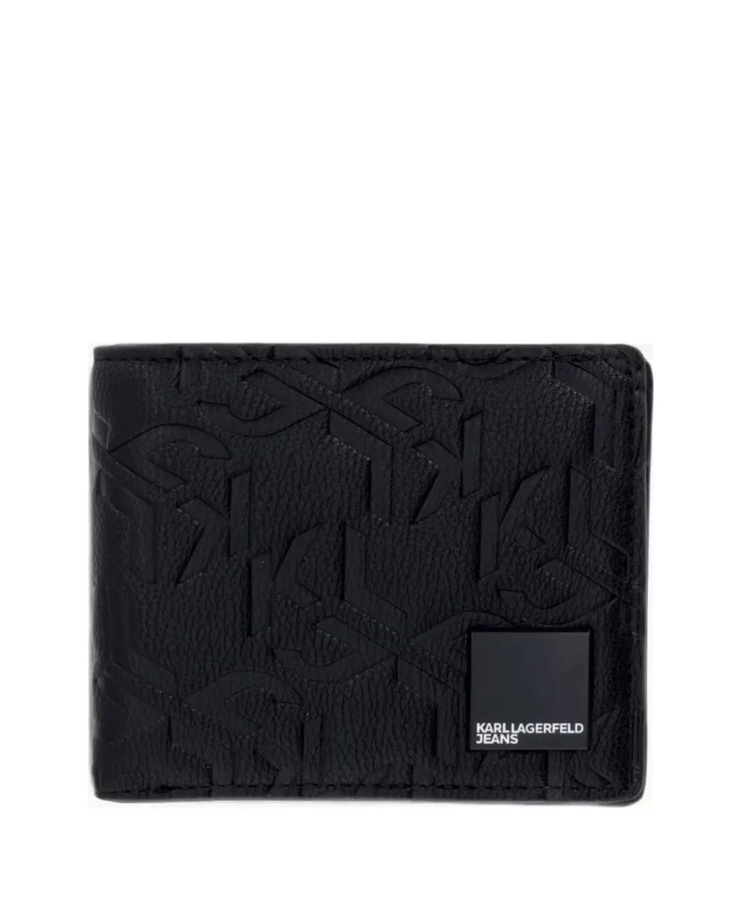 Karl Lagerfeld Black Monogram-Embossed Bifold Wallet for men