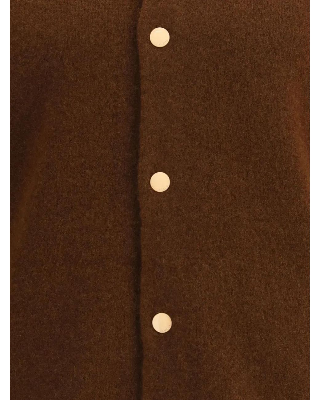 Laneus Brown Knitted Baseball-Stripe Bomber Jacket for men