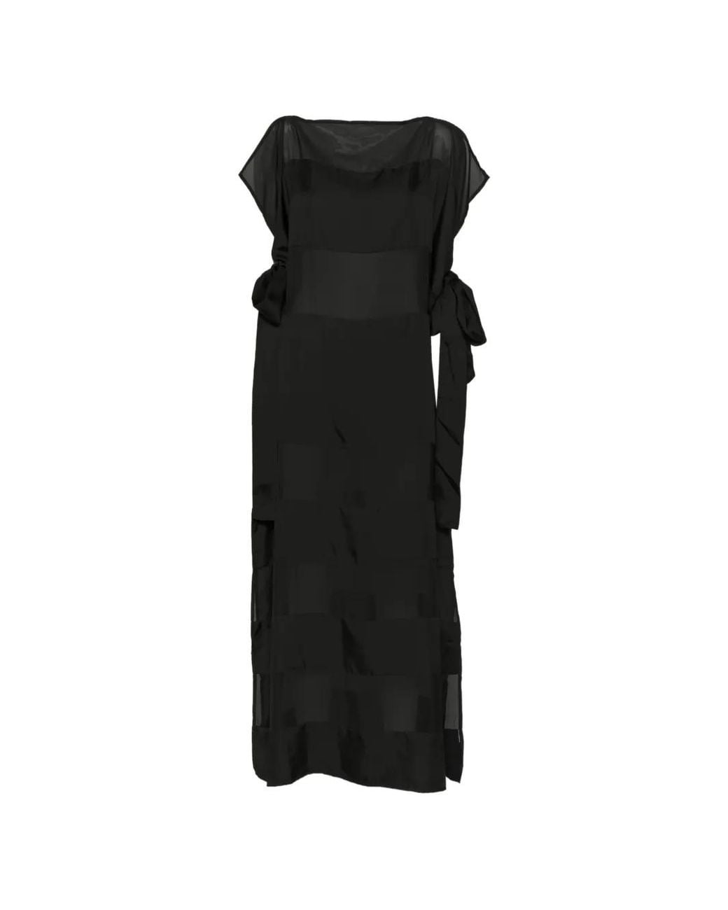 Cynthia Rowley Black Robe Longue À Empiècement Transparent En Soie