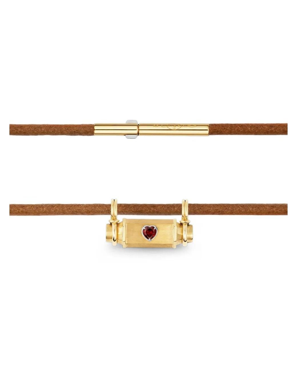 Marie Lichtenberg Metallic Heart Smash Garnet Locket Necklace