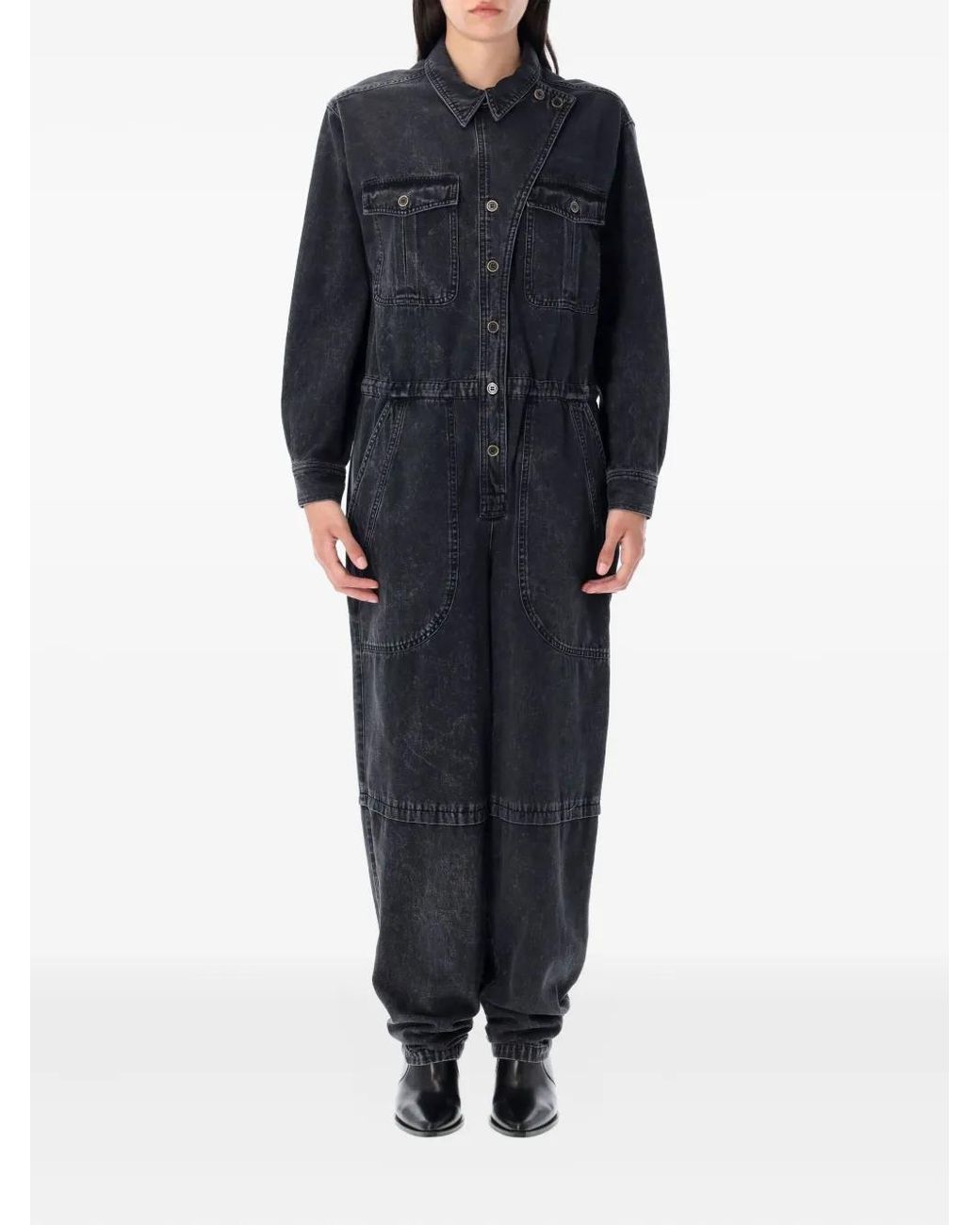 Isabel Marant Blue Buttoned Flap-Pocket Jumpsuit