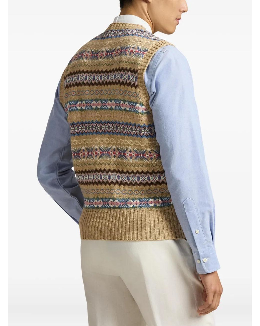 Polo Ralph Lauren Natural V-Neck Patterned Vest for men