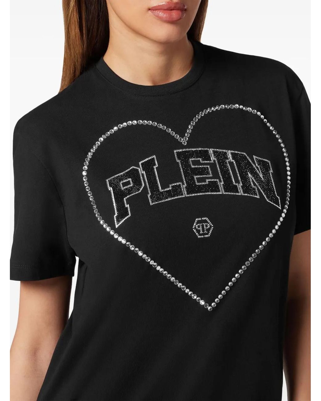 Philipp Plein Black Heart Motif Cotton T-Shirt