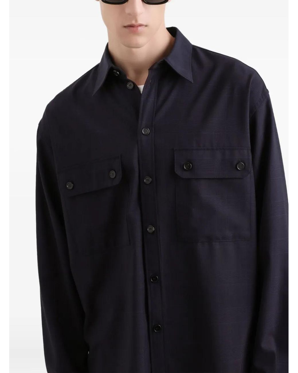 Dolce & Gabbana Blue Glen Plaid Shirt for men