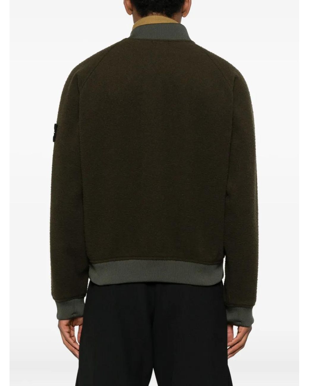 Stone Island Black Logo-Patch Bomber Jacket for men