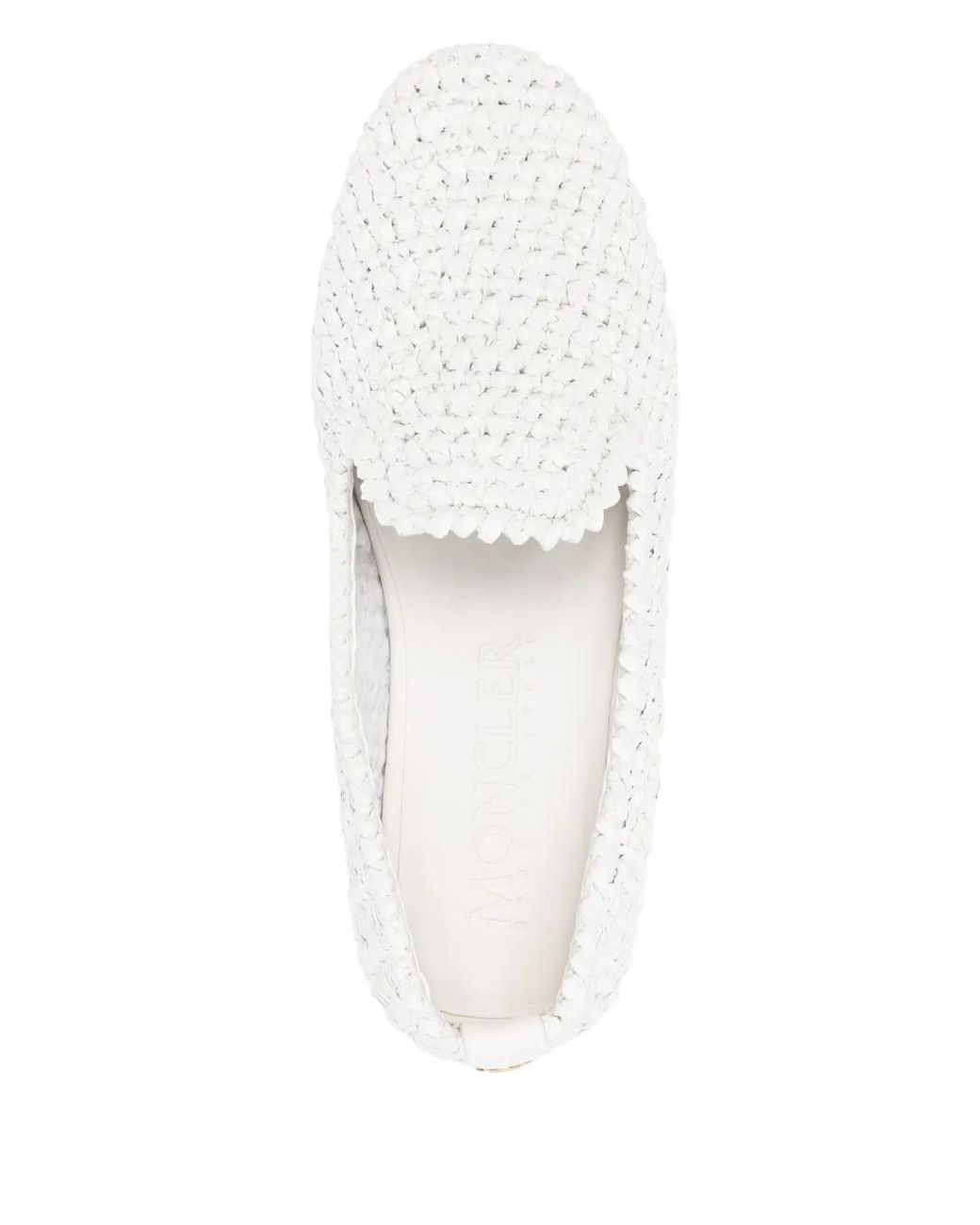 Moncler White Interwoven-Design Slippers