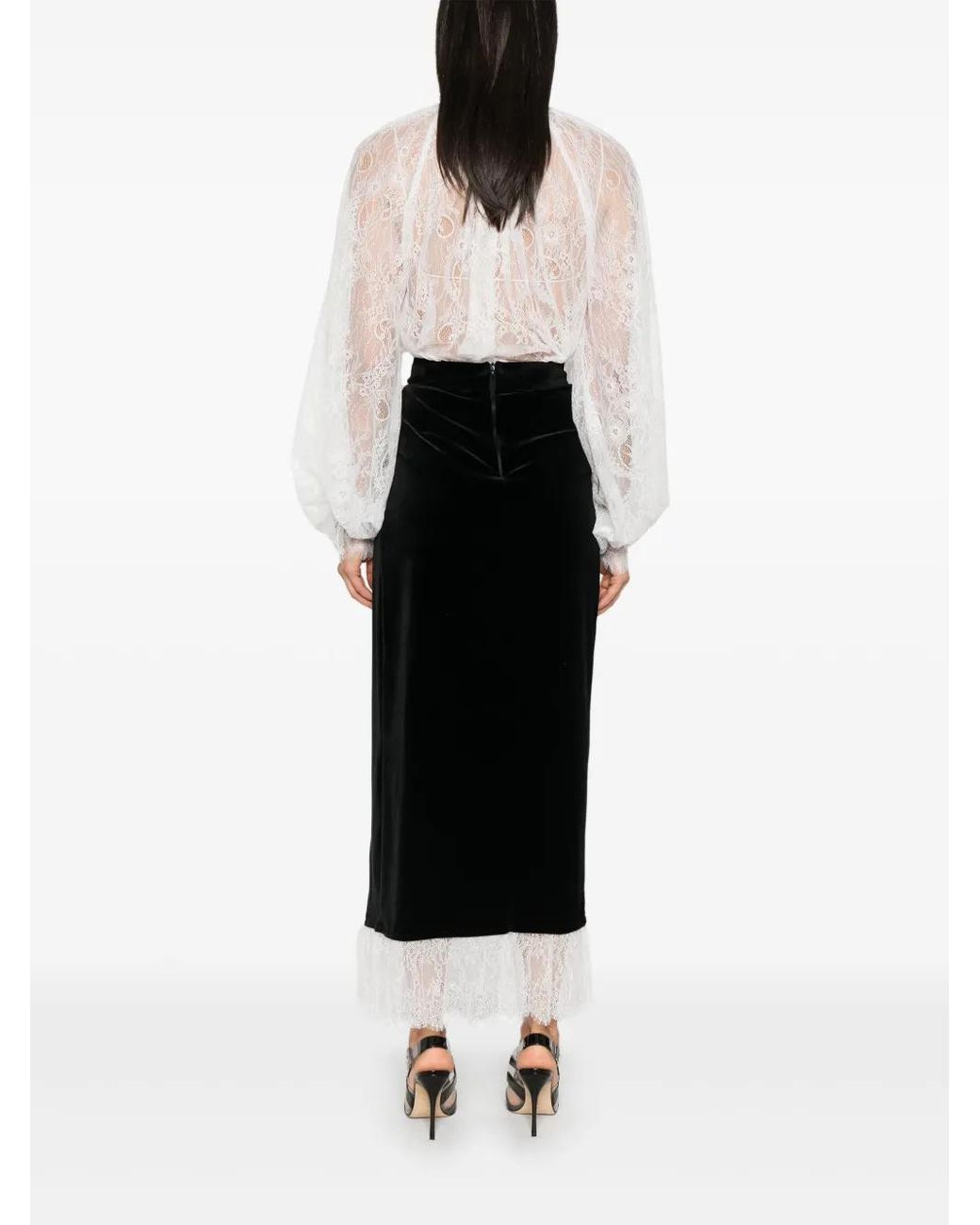 Ana Radu Black Lace-Detail Skirt Set