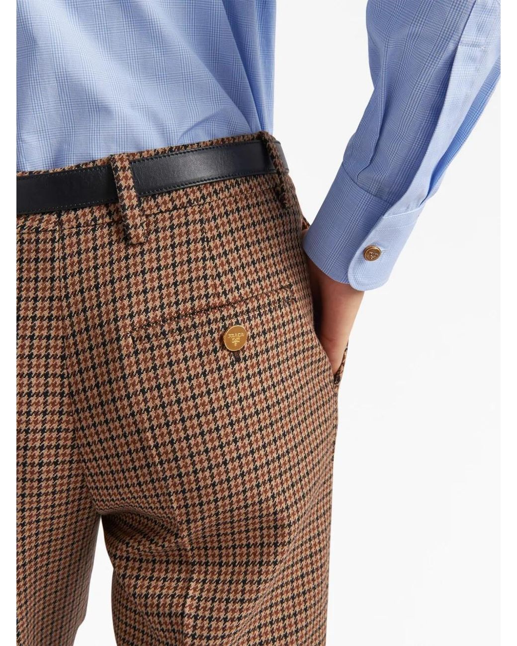 Prada Brown Houndstooth Check Pants