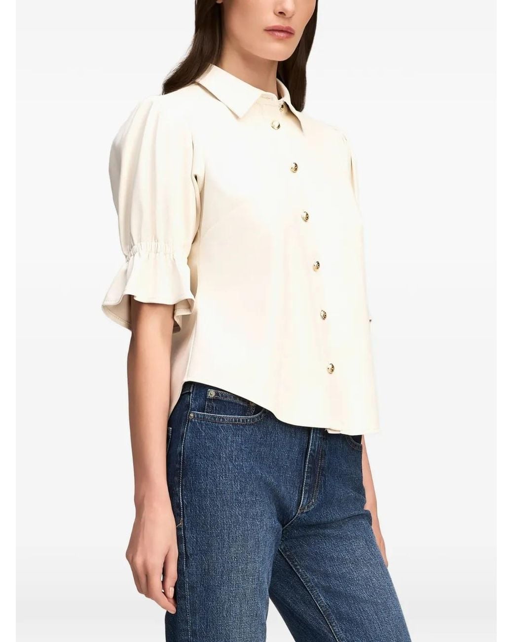 Cinq À Sept White Fiona Puff-Sleeve Shirt