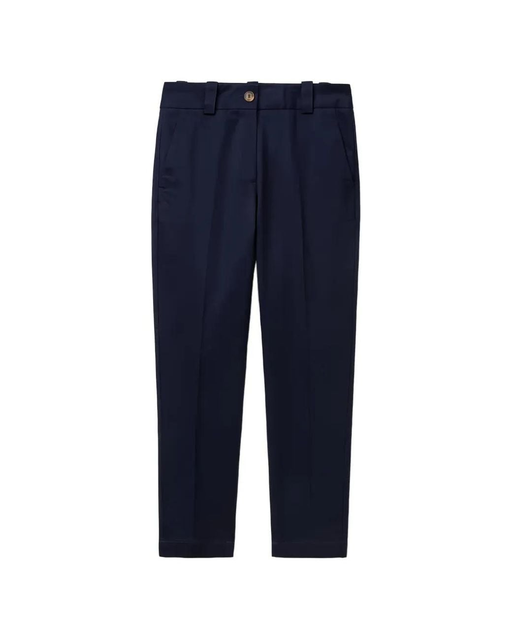 Benetton Blue Straight-Leg Tailored Trousers