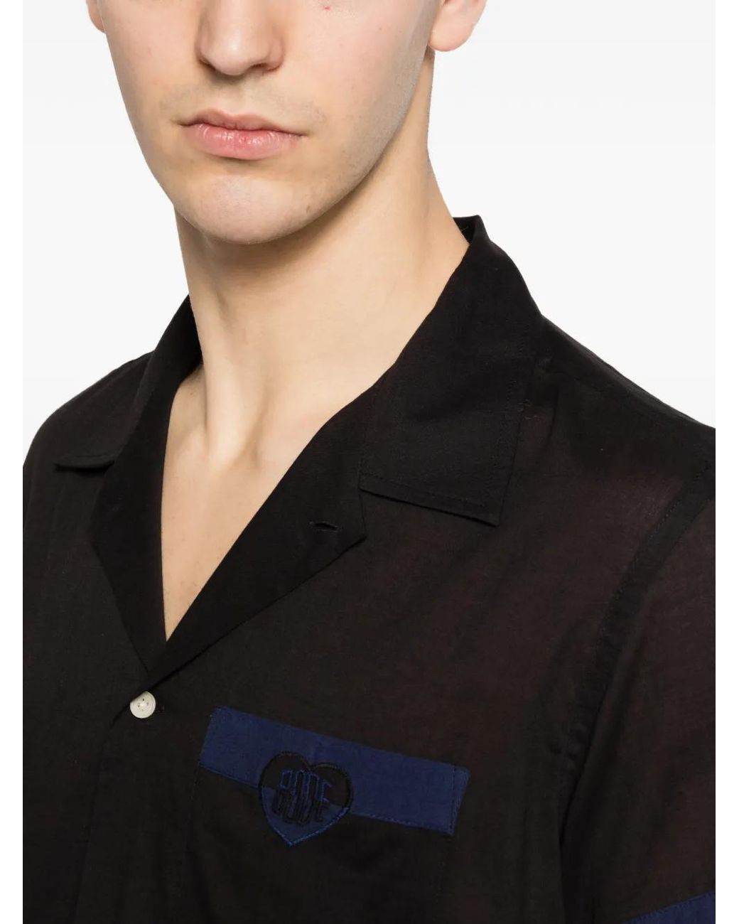 Bode Black Heart Deco Short-Sleeve Shirt for men