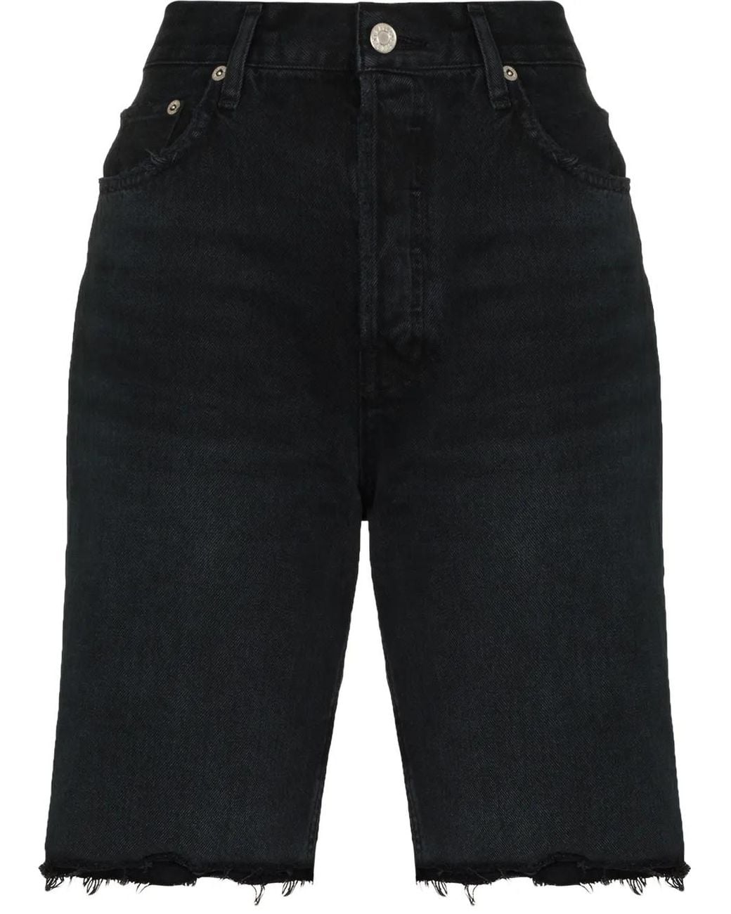 Agolde Black Knee-Length Denim Shorts