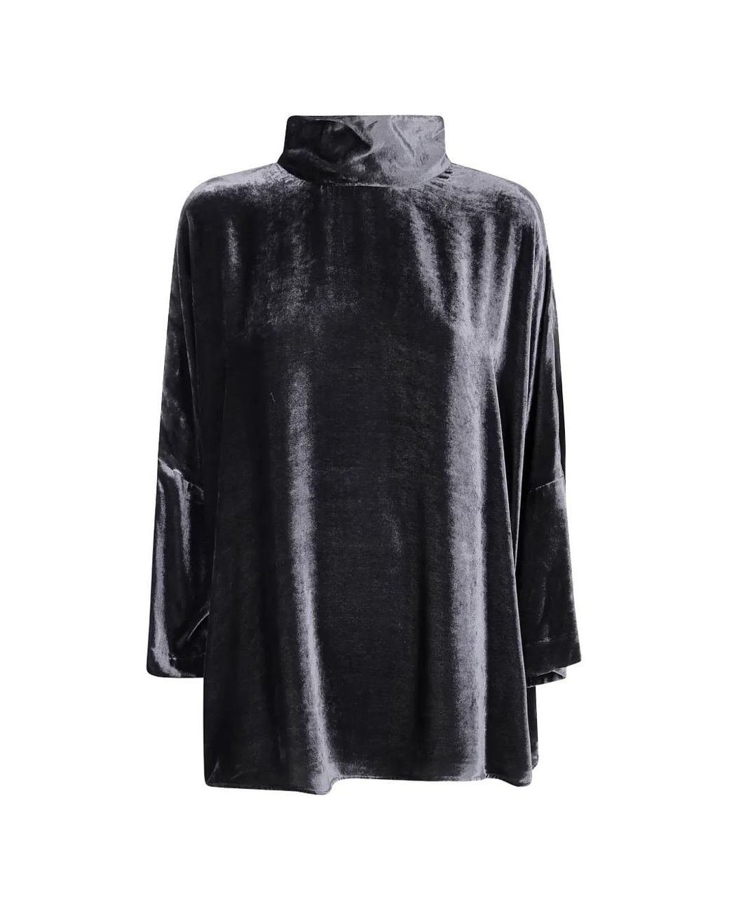 Gentry Portofino Black Velvet-Effect High-Neck Top