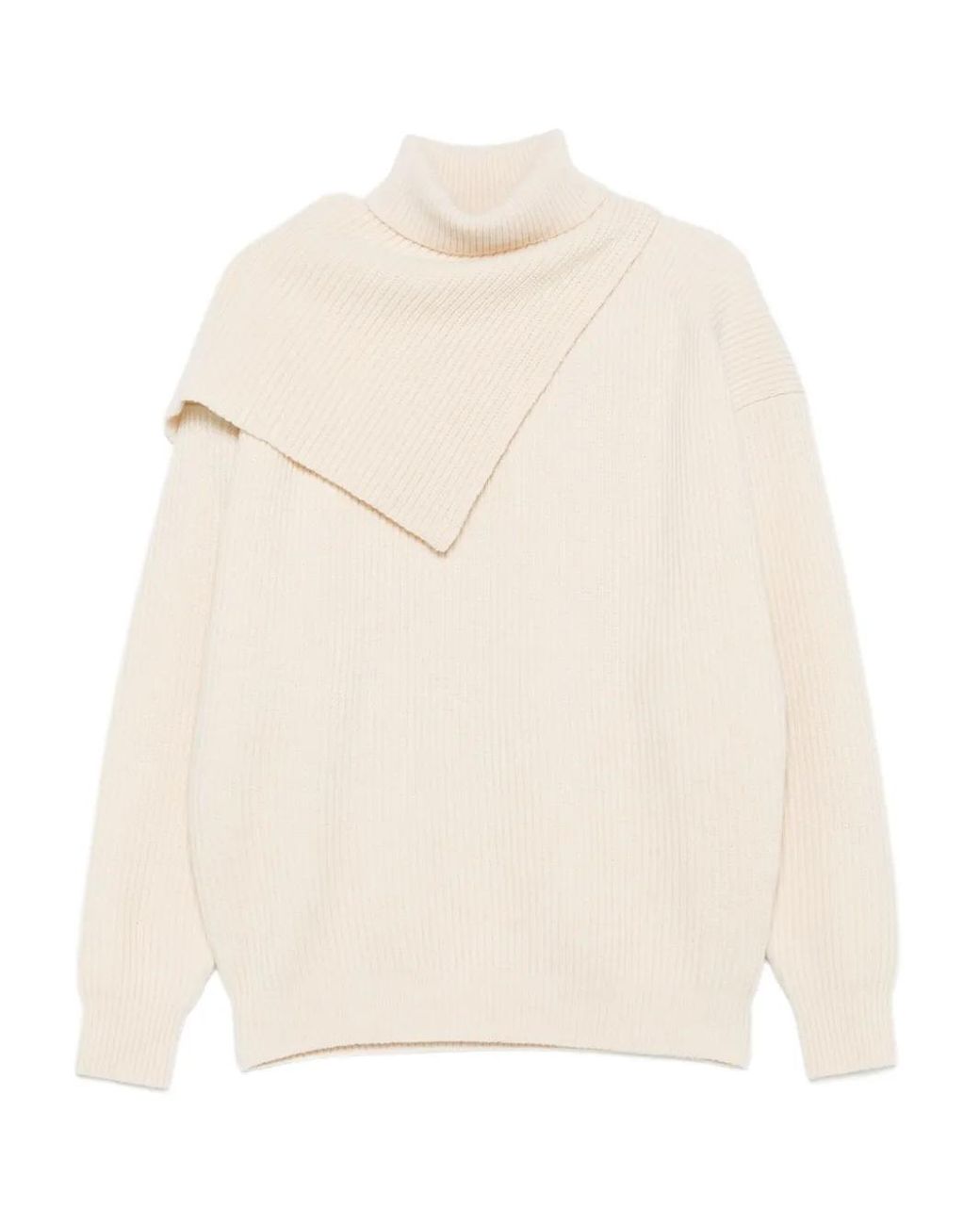 Nanushka Natural Turtleneck Foldback-Detail Sweater