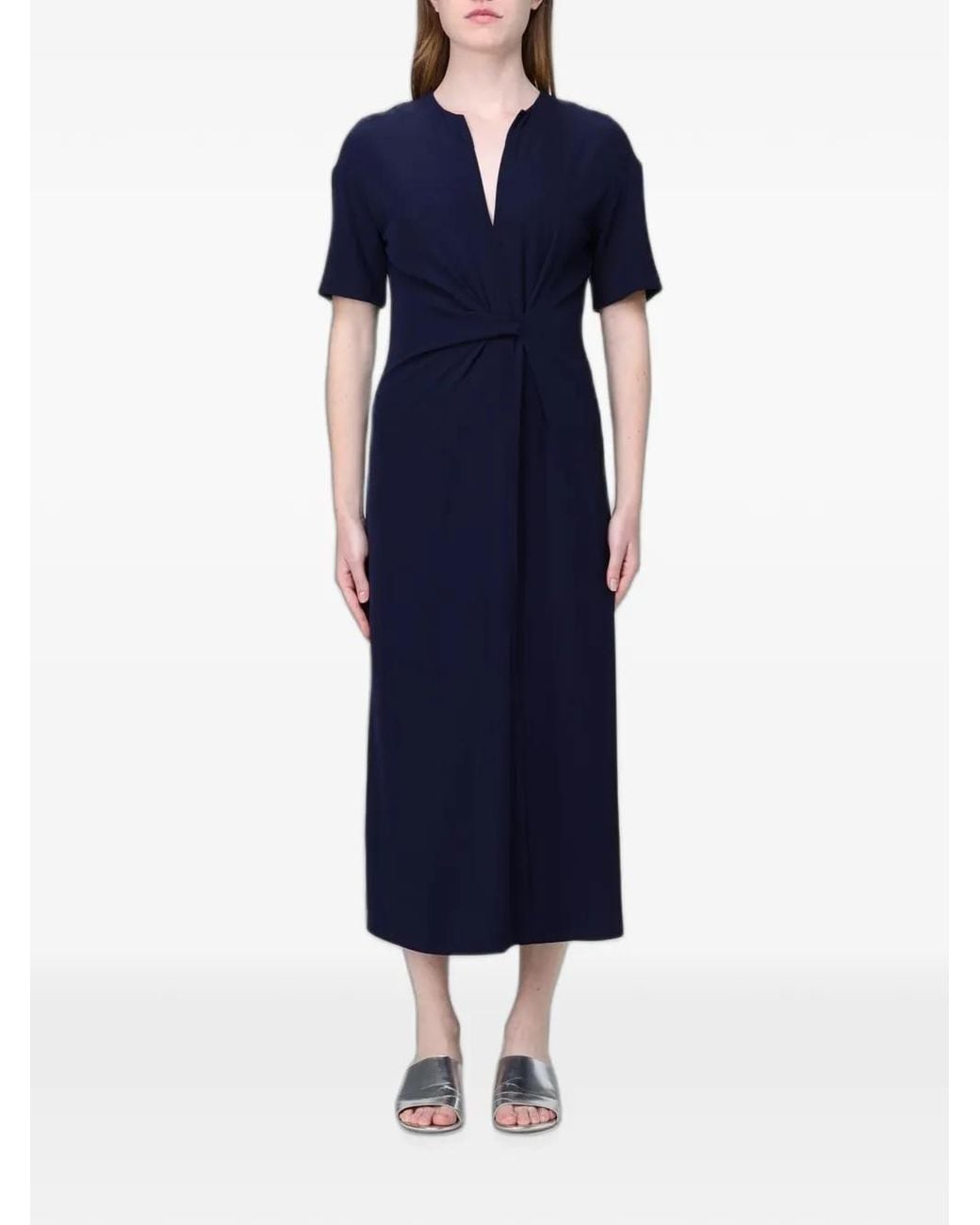 MEIMEIJ Blue Twist-Detail Crêpe Dress