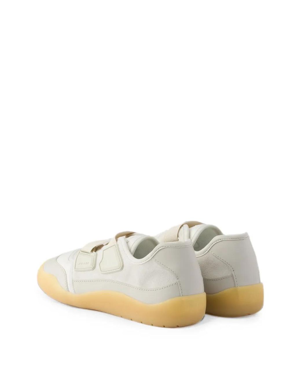 Prada White Speedrock Technical Mesh And Leather Sneakers
