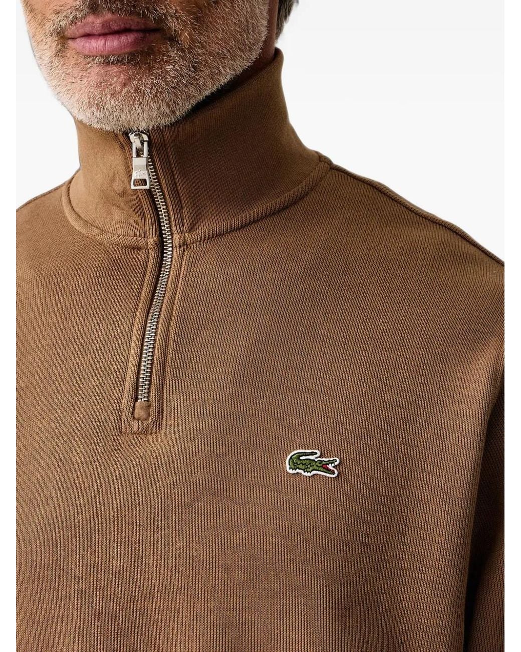 Lacoste Blue Quarter-Zip Logo-Patch Sweater for men