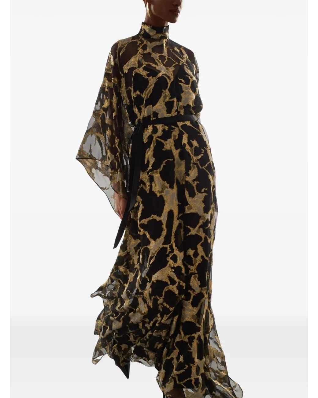 Taller Marmo Black Kintsugi Silk-Blend Maxi Dress